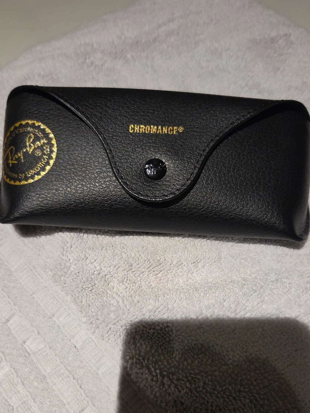 Ray-Ban Black Chromance Sunglasses Case with Gold Logo